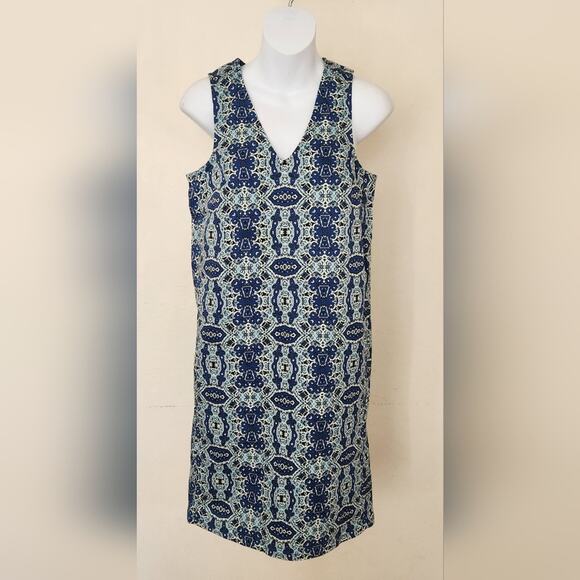 JOE FRESH Blue Geometric Print Sleeveless Shift Summer Mini Dress Size XS - Picture 10 of 10